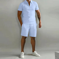 Magnus | Herren Polo Shorts Set - Hellblau