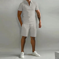 Magnus | Herren Polo Shorts Set - Grau