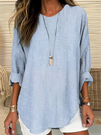 Rhona™ - Trendige Gestreifte Bluse - Blau