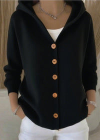 Isabel | Damen Casual Kapuze Strickjacke - Schwarz
