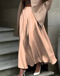 A-Linien Rock lang | Maxi Rock mit hoher Taille - Khaki