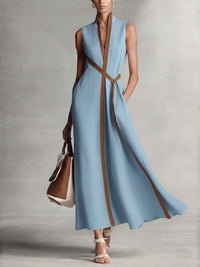 Elira | Damen Ärmelloses Brise Kleid – Leichtes Sommerkleid Ärmellos - Blue