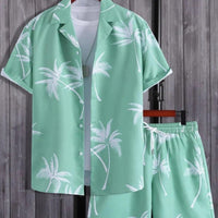 Felix | Herren Tropical Sommerhemd Shorts Set - Hellgrün
