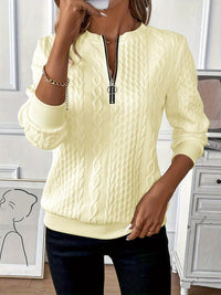 Lea | Damen Klassiker Zopfstrickpullover - Gelb