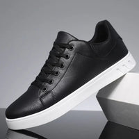 Rex | Herren Leder-Sneaker Low-Top Cupsole Casual - Schwarz