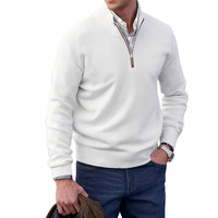 Gabriel - Komfortabler Herrenpullover mit Zipper - Weiß