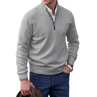 Gabriel - Komfortabler Herrenpullover mit Zipper - Hellgrau