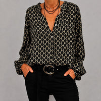 Zara - Locker sitzende Bluse mit V-Ausschnitt - Schwarz