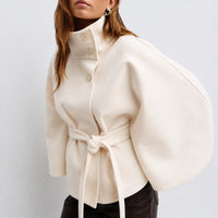 Loraine - Schicke Damenjacke mit Gürtel - Beige