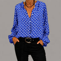 Zara - Locker sitzende Bluse mit V-Ausschnitt - Blau