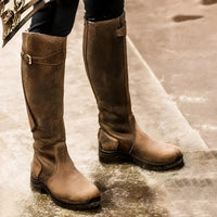 Athena - Vintage-inspirierte hohe Stiefel - Braun