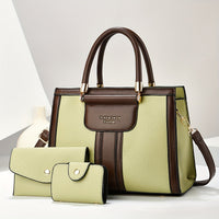 Luna | Damen Elegantes 3-Teiliges Leder Taschen Set – Elegantes 3-Teiler Leder Set - Green