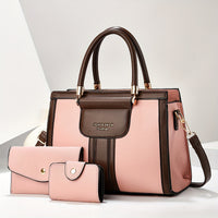 Luna | Damen Elegantes 3-Teiliges Leder Taschen Set – Elegantes 3-Teiler Leder Set - Pink