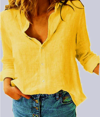 Damen Baumwollbluse | Lang - Gelb
