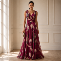 Agathe | Stilvolles Langes Maxikleid - Burgunderrot