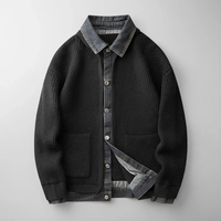 Albert | Herren Strickjacke mit Kragen - Schwarz