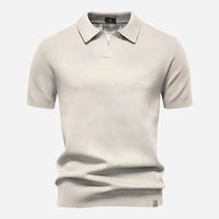 Aldric | Herren Kurzarm Poloshirt mit Strukturmuster - Creme