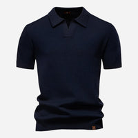 Aldric | Herren Kurzarm Poloshirt mit Strukturmuster - Marineblau