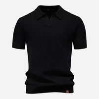 Aldric | Herren Kurzarm Poloshirt mit Strukturmuster - Schwarz