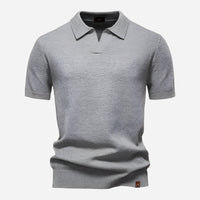 Aldric | Herren Kurzarm Poloshirt mit Strukturmuster - Hellgrau