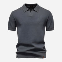 Aldric | Herren Kurzarm Poloshirt mit Strukturmuster - Dunkelgrau