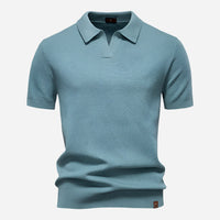 Aldric | Herren Kurzarm Poloshirt mit Strukturmuster - Blau
