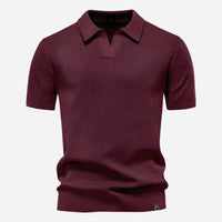 Aldric | Herren Kurzarm Poloshirt mit Strukturmuster - Weinrot