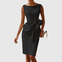 Almudena | Damen Ärmelloses Midikleid mit Schleife - Schwarz
