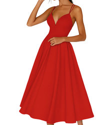 Amalia | A-Linien Midikleid für Feste - Rot