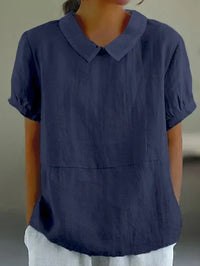 Amalie | Entspannt geschnittene Kragenbluse - Marineblau