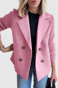 Emma | Damen Blazer mit Strickärmeln und Knöpfen - Rosa