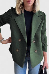 Emma | Damen Blazer mit Strickärmeln und Knöpfen - Grün