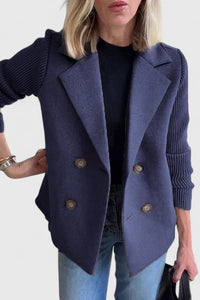 Emma | Damen Blazer mit Strickärmeln und Knöpfen - Blau