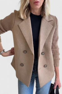 Emma | Damen Blazer mit Strickärmeln und Knöpfen - Braun