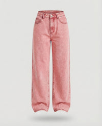 Anna | Damen Hochgeschnittene Weite Vintage-Jeans - Rosa