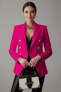 Annika | Damen Eleganter Knöpfen Zweireiher Blazer - Rosa