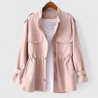 Annika | Damen Eleganter Reißverschluss Mantel - Rosa