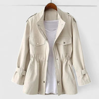 Annika | Damen Eleganter Reißverschluss Mantel - Beige