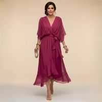 Annika | V-Ausschnitt Wickelkleid Midi - Violett
