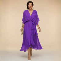 Annika | V-Ausschnitt Wickelkleid Midi - Lila