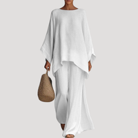 Anouk | Damen Zweiteiler Oversized Top Weites Bein - Weiß