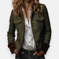 Antonia | Damen Elegante Zierkontrastdetails Jacke - Grün