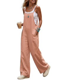 Ärmellose Latzhose mit weitem Bein für Damen - Rosa