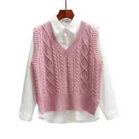 Ärmelloser Pullover mit V-Ausschnitt und gerader Form - Rosa