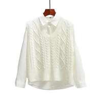 Ärmelloser Pullover mit V-Ausschnitt und gerader Form - Weiß