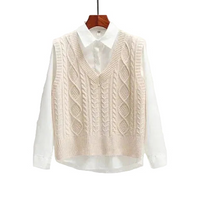 Ärmelloser Pullover mit V-Ausschnitt und gerader Form - Beige