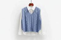 Ärmelloser Pullover mit V-Ausschnitt und gerader Form - Blau