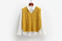 Ärmelloser Pullover mit V-Ausschnitt und gerader Form - Gelb