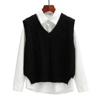 Ärmelloser Pullover mit V-Ausschnitt und gerader Form - Schwarz