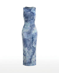 Ärmelloses Batik-Maxikleid für Damen - Türkis